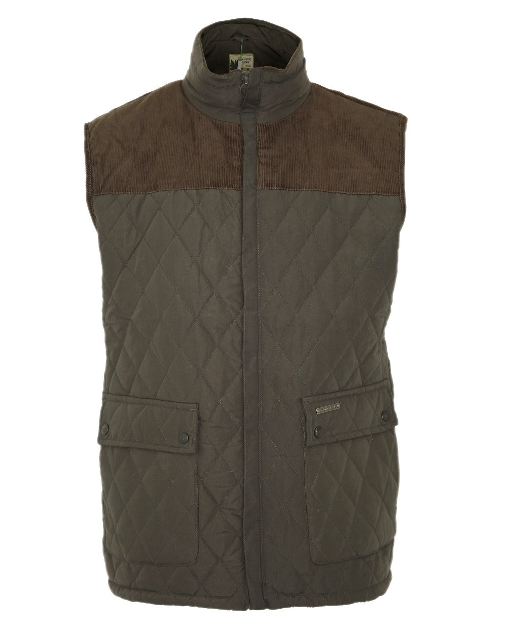 Olive coloured Champion Arundel Diamond Quilted Bodywarmer on white background 