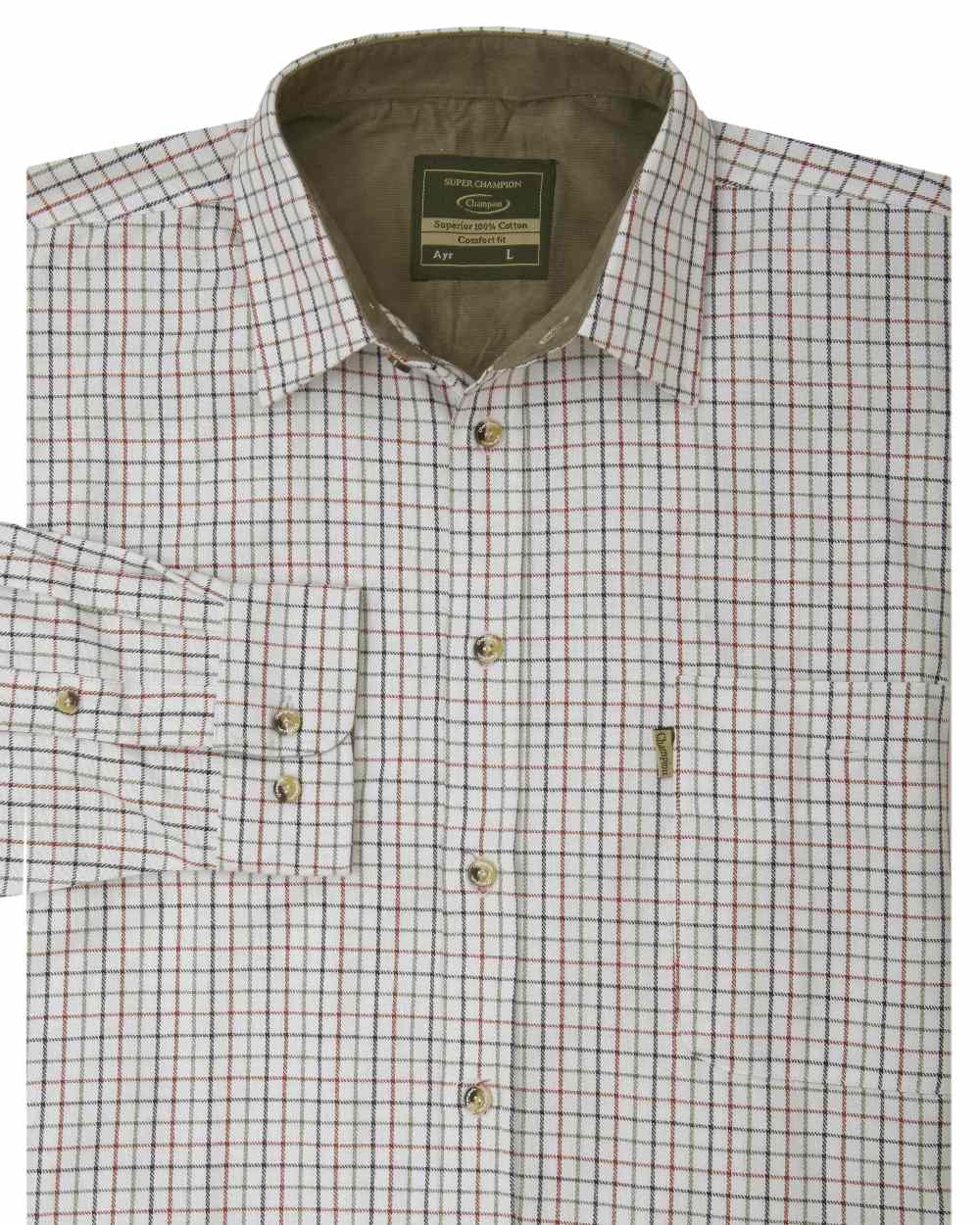 Blue coloured Champion Ayr Heavyweight All Cotton Tattersall Shirt on white background 