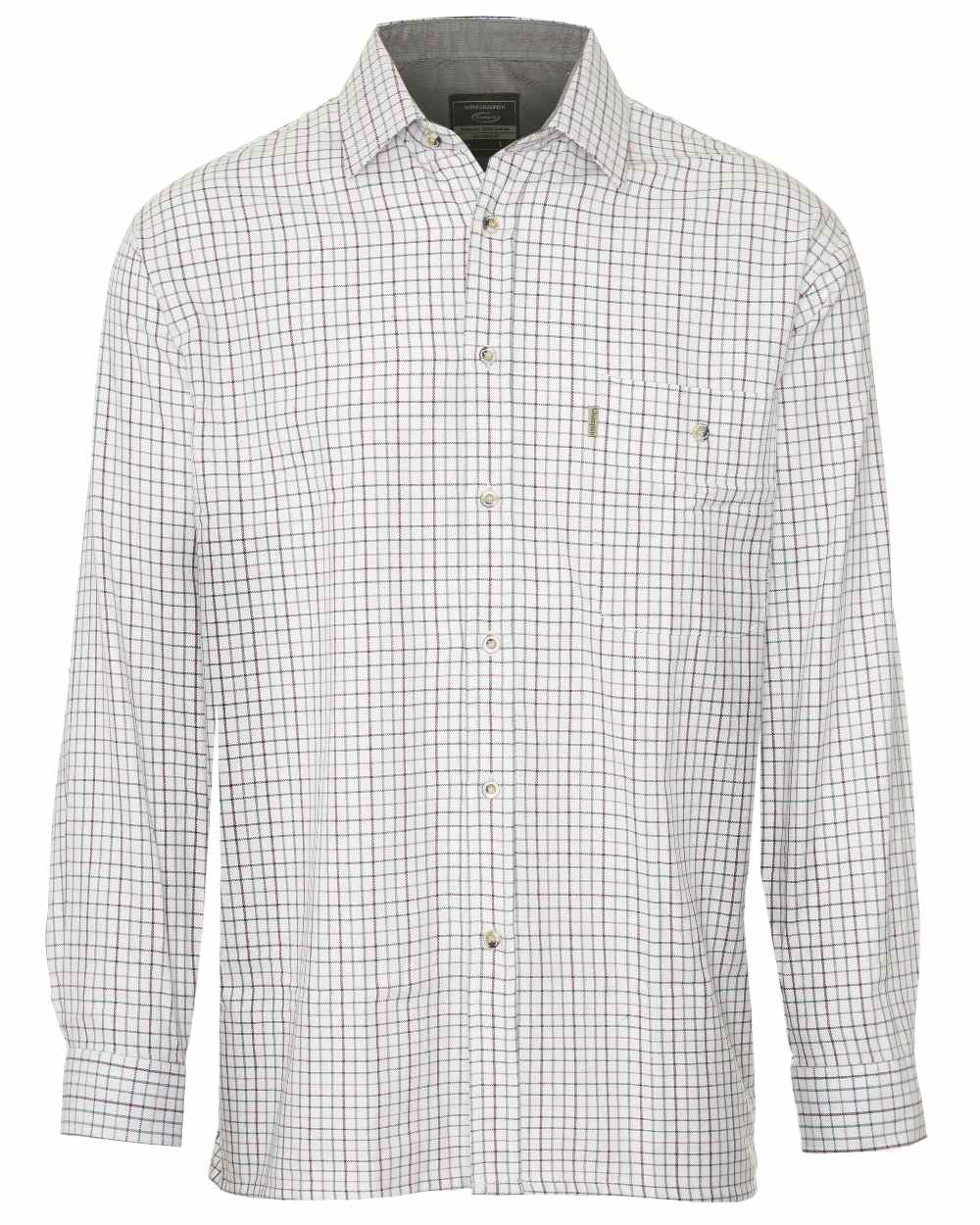 Green coloured Champion Ayr Heavyweight All Cotton Tattersall Shirt on white background 
