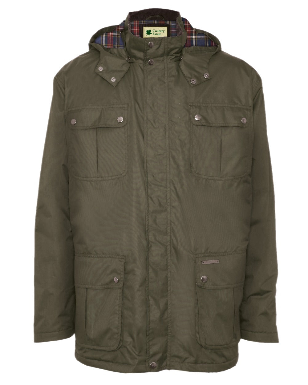 Olive coloured Champion Balmoral Waterproof Jacket on white background 