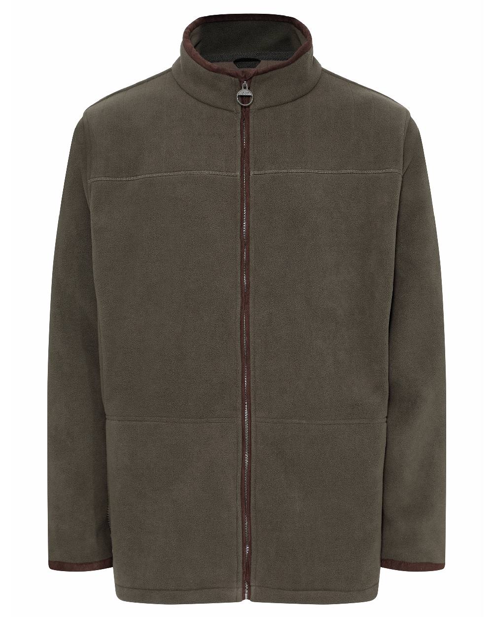 Olive coloured Champion Berwick Fleece Jacket on white background 