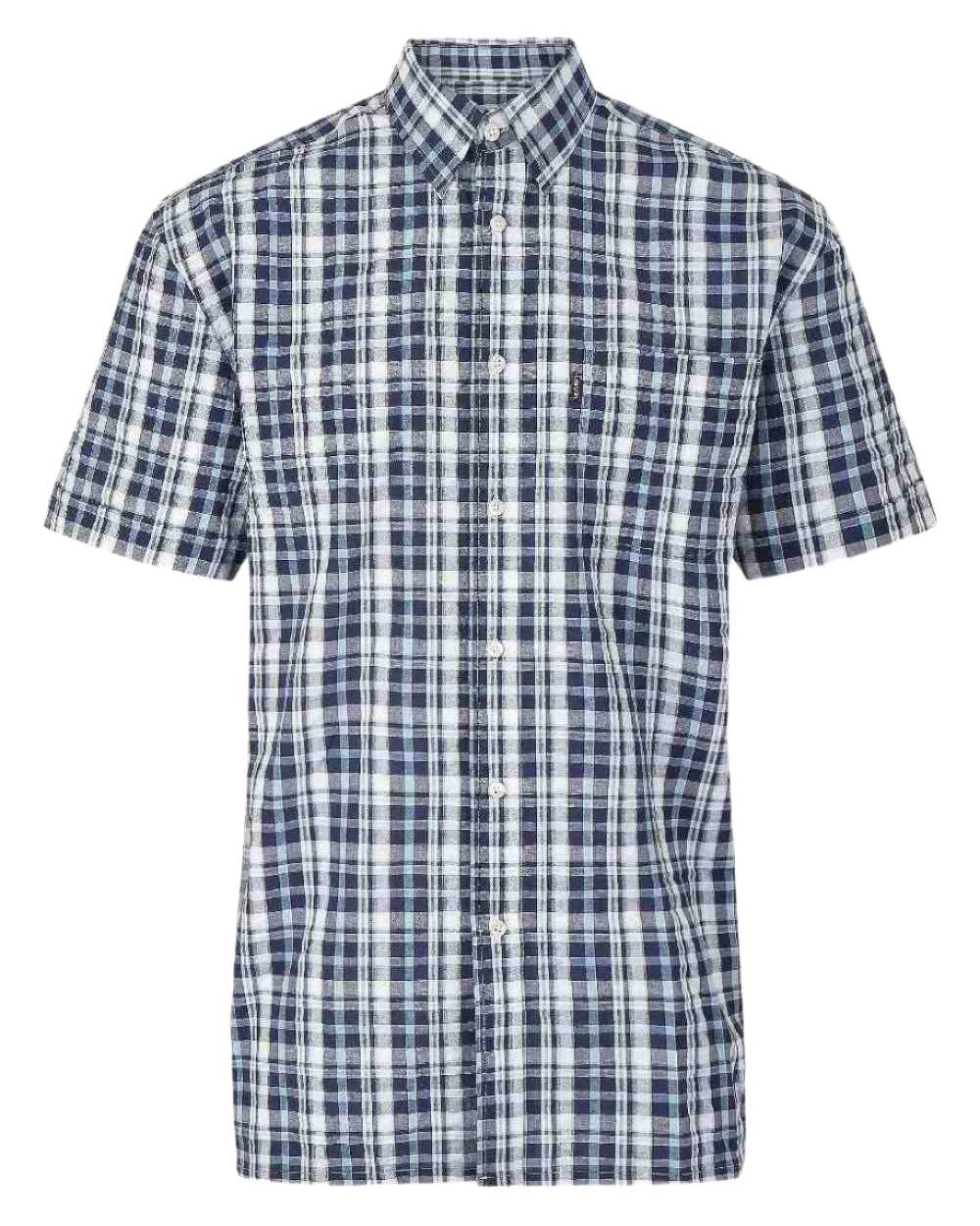 Blue coloured Champion Croyde Cotton Short Sleeved Shirt on white background 