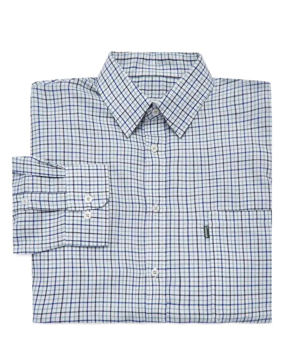 Blue coloured Champion Epsom Long Sleeve Shirt on white background 