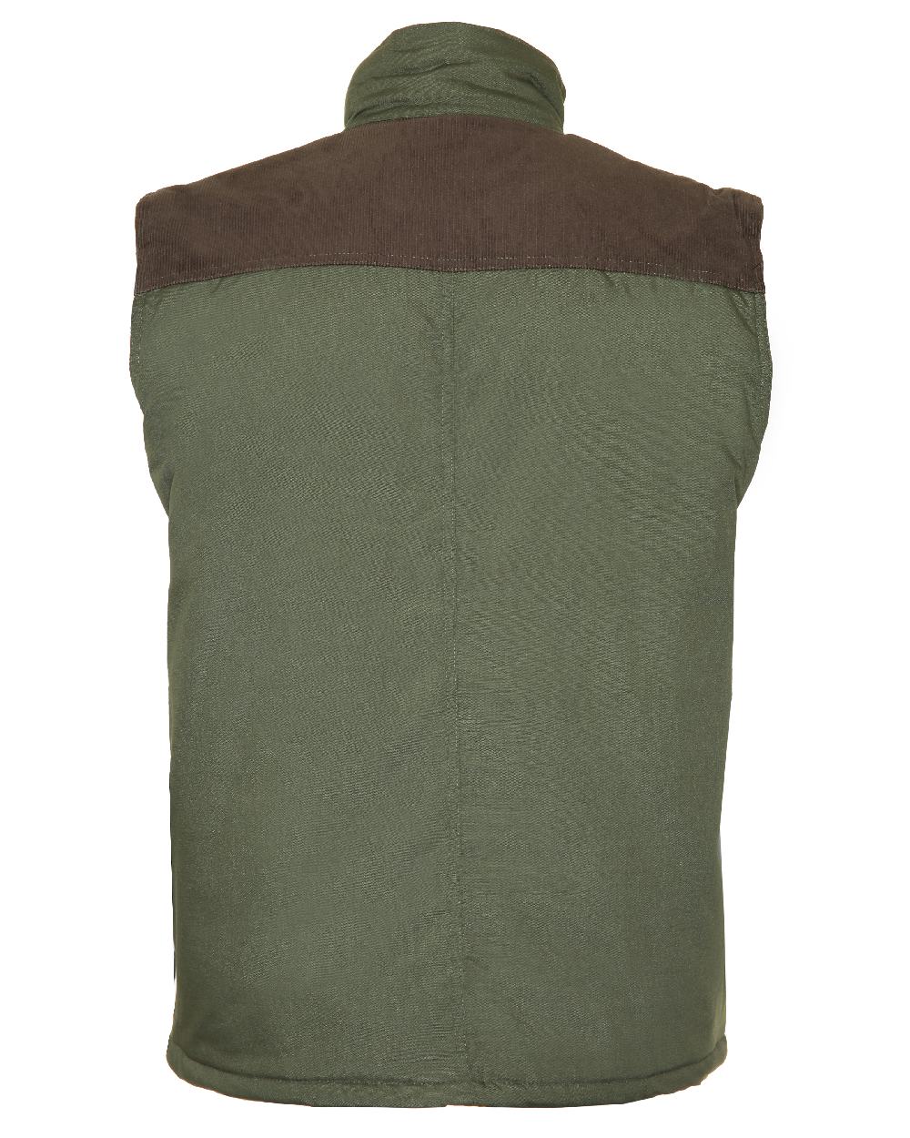 Olive coloured Champion Exmoor Multi Pocket Padded Bodywarmer on white background 