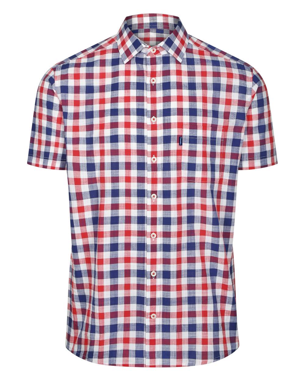 Red coloured Champion Holkham Short Sleeved Shirt on white background 