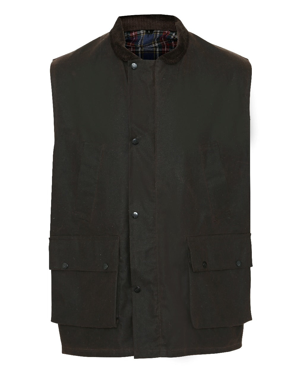 Brown coloured Champion Lanark Waxed Cotton Waistcoat on white background 