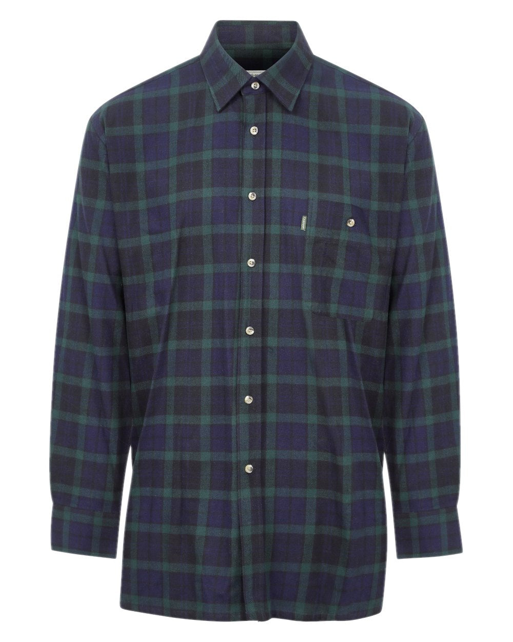 Green Navy coloured Champion Matlock Tartan Shirt on white background 