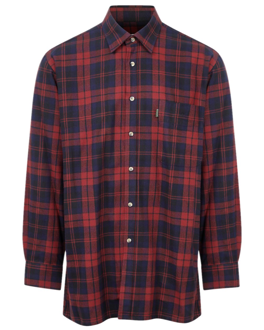 Red Navy coloured Champion Matlock Tartan Shirt on white background 