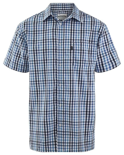 Blue coloured Champion Mens Broadstairs Short Sleeve Shirt on white background 
