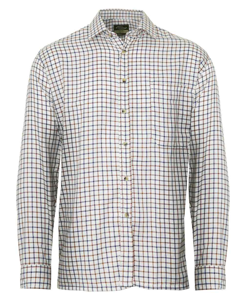 Brown Blue coloured Champion Salisbury Tattersall Shirt on white background 