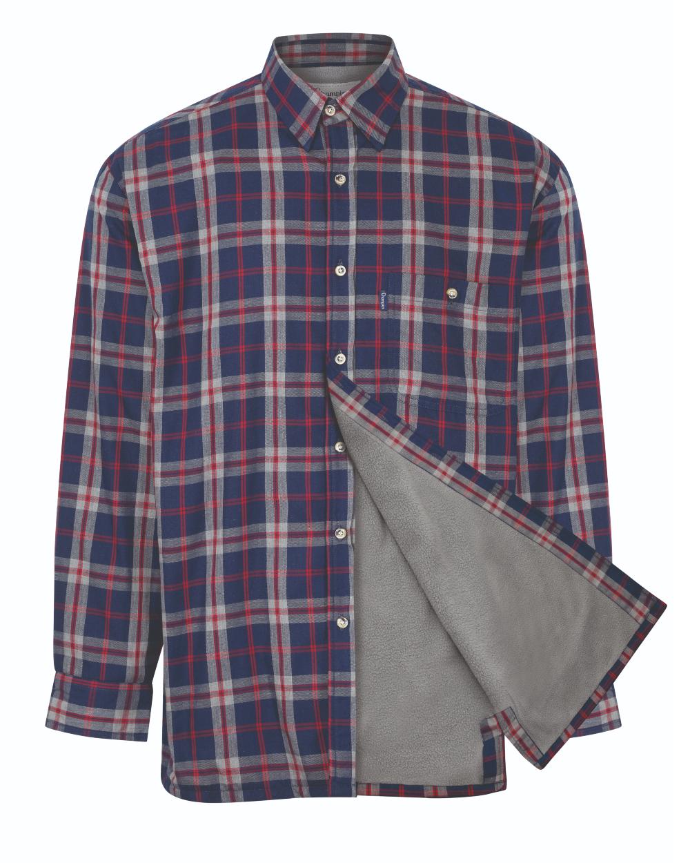Blue coloured Champion Stroud Micro Fleece Lined Shirt on white background 