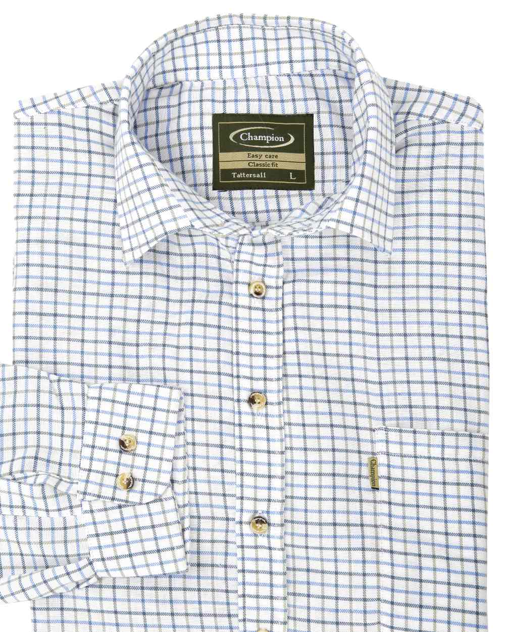 Blue coloured Champion Tattersall Check Shirt on white background 