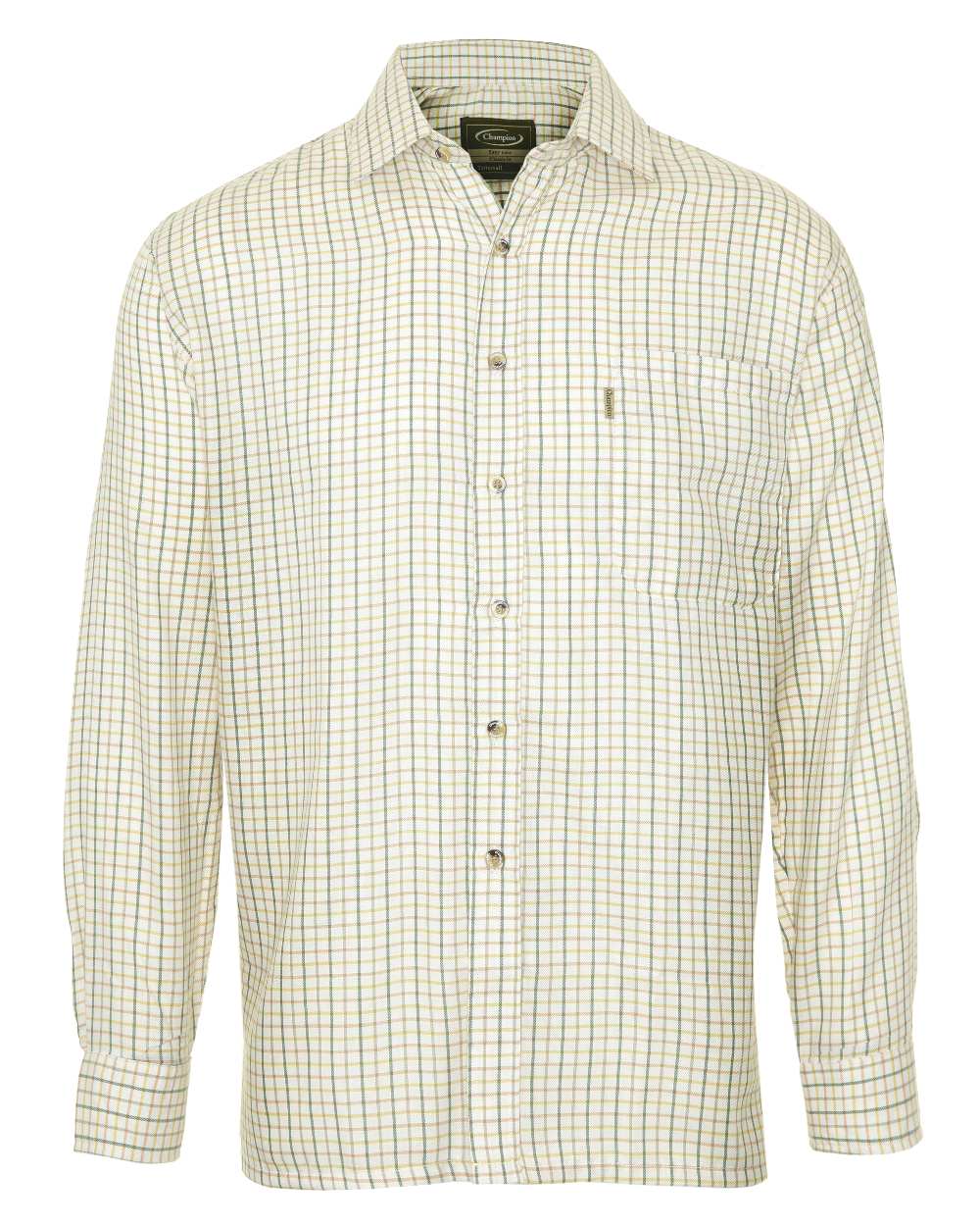 Green coloured Champion Tattersall Check Shirt on white background 