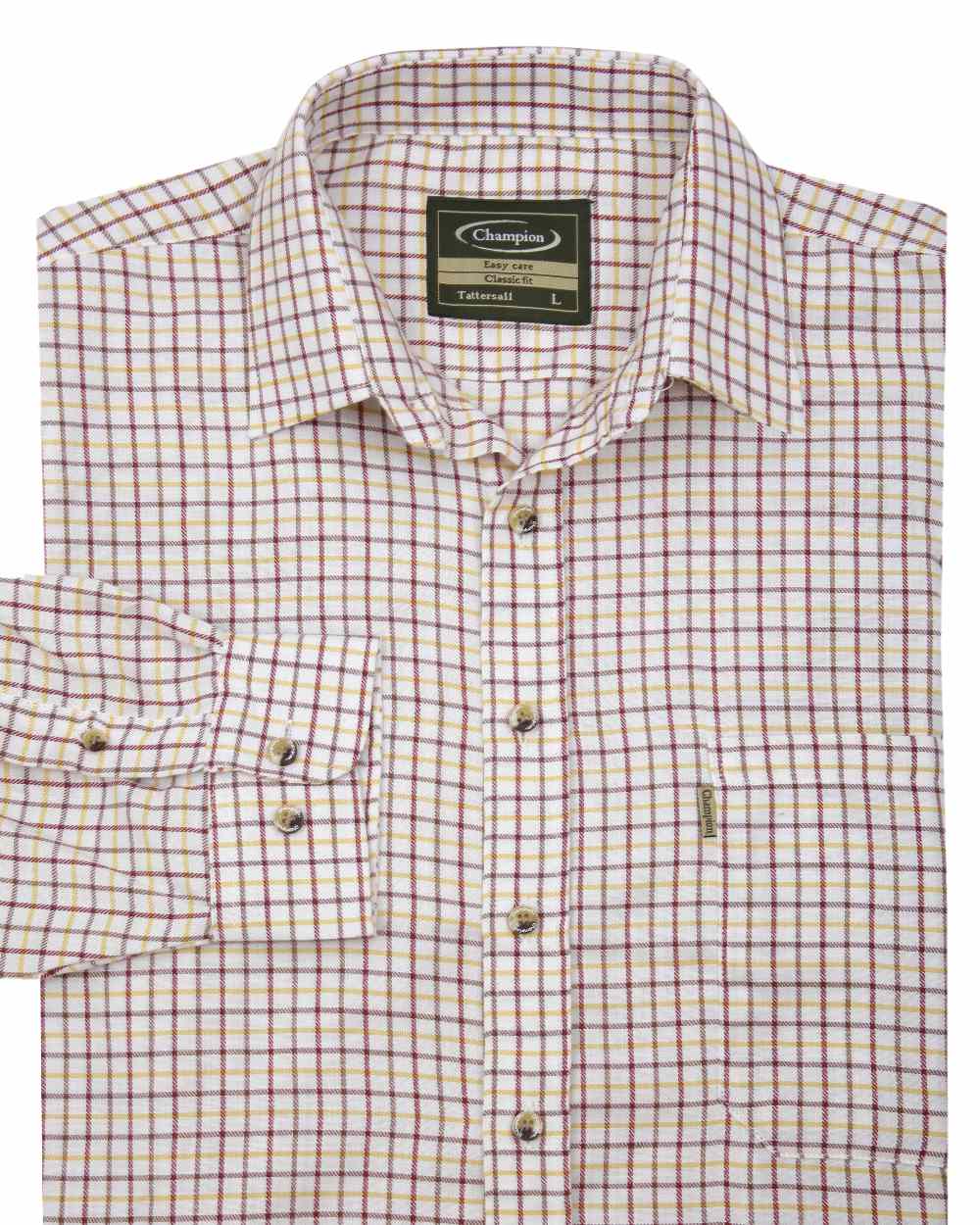 Red coloured Champion Tattersall Check Shirt on white background 
