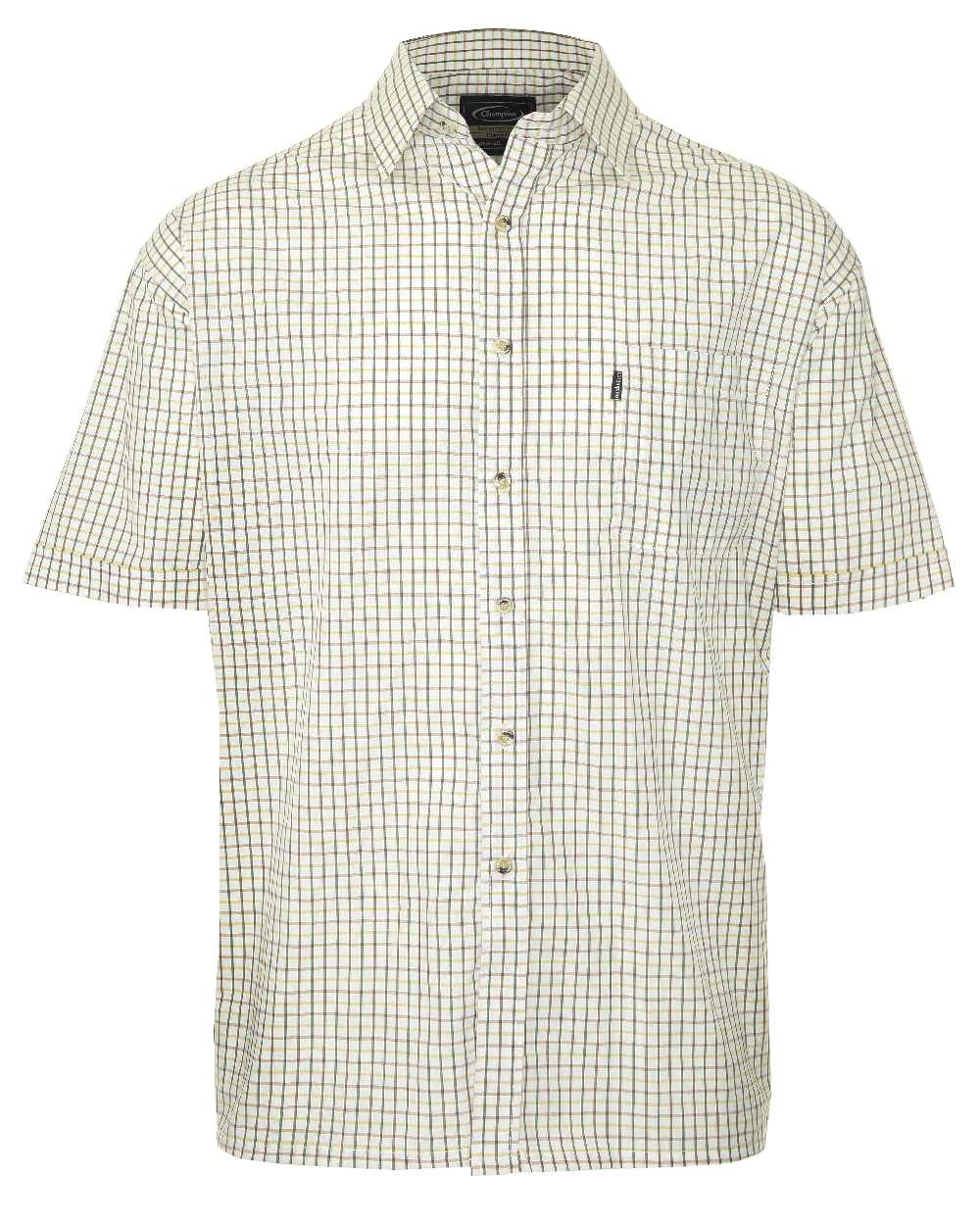 Green coloured Champion Tattersall Short Sleeved Shirt on white background 
