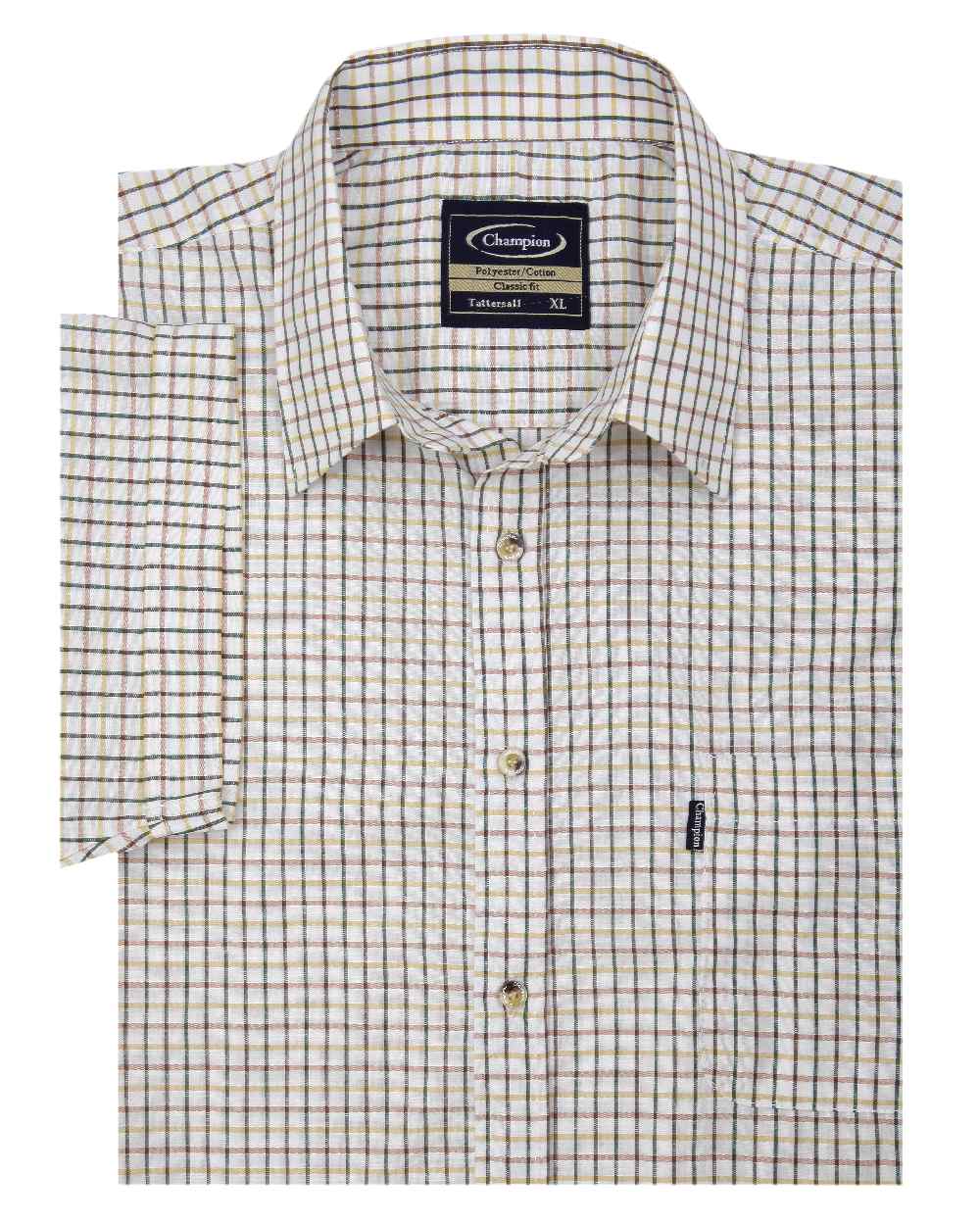 Green coloured Champion Tattersall Short Sleeved Shirt on white background 