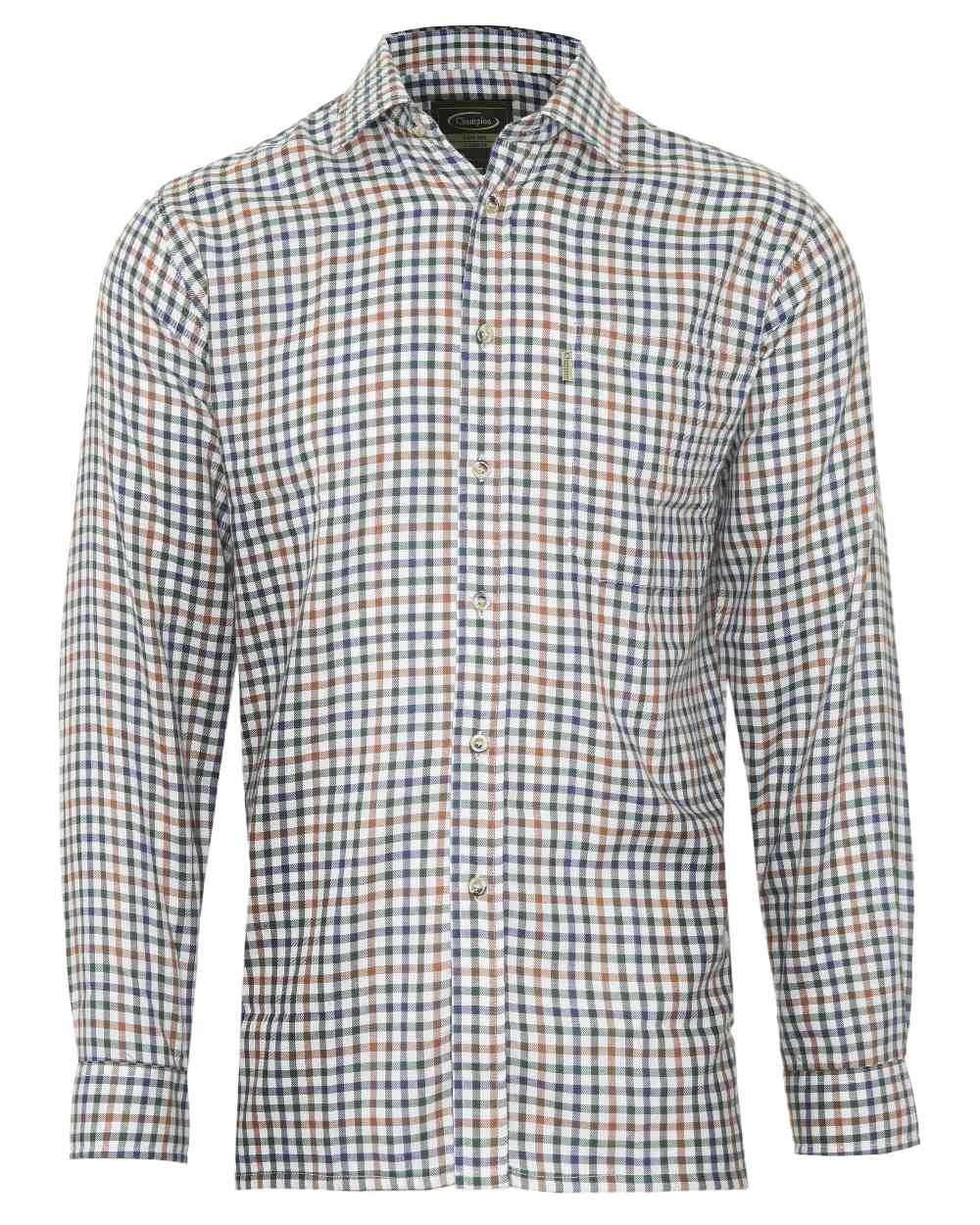 Blue Green Brown coloured Champion York Check Shirt on white background 