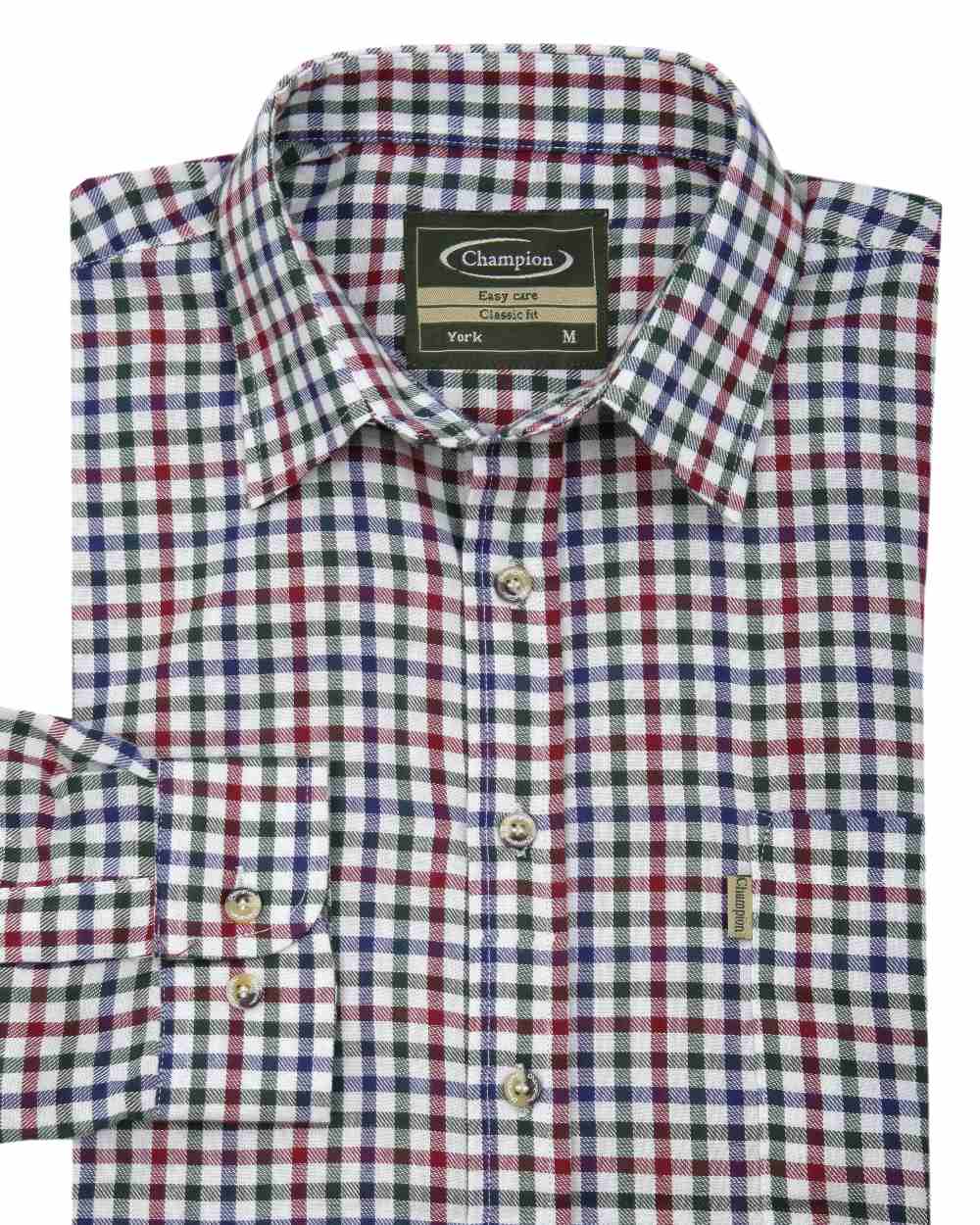 Wine Blue Green coloured Champion York Check Shirt on white background 