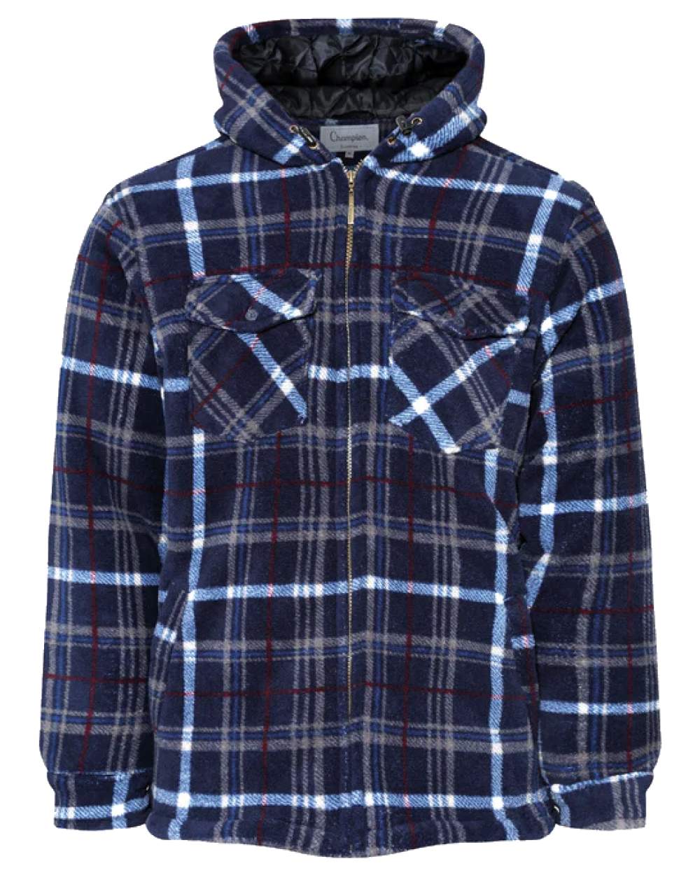 Champion Dumfries Mens Hooded Lumberjack Fleece Jacket in Blue 