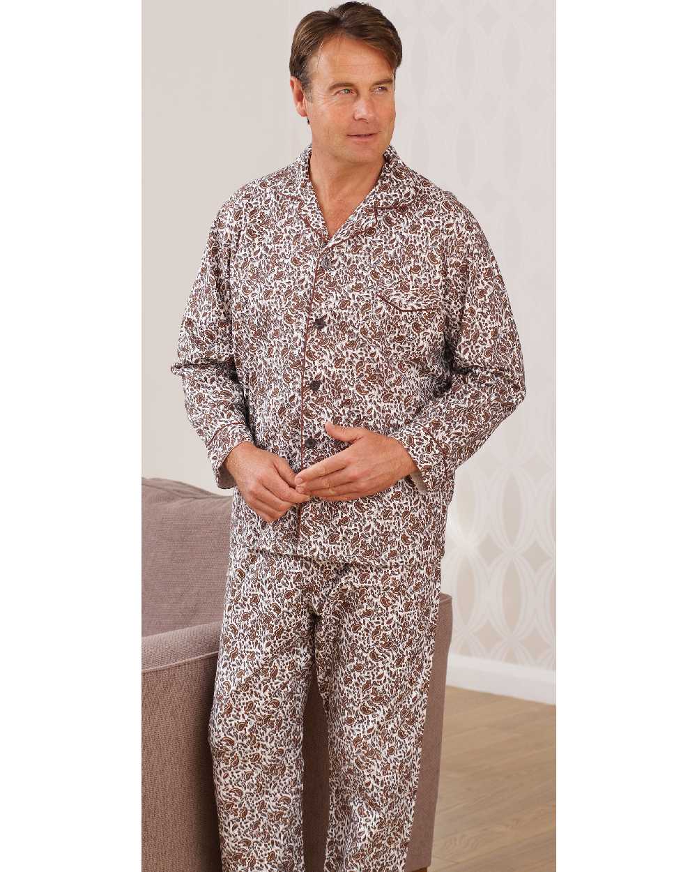 Champion Paisley Pyjamas 100% Cotton in Brown 