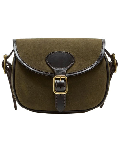Green Dark Brown Coloured Chatham Antique Waxed Canvas Cartridge Bag on white background 