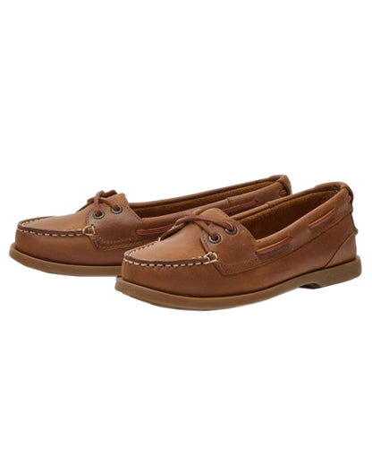 Walnut Coloured Chatham Lady Bali G2-Premium Nubuck Low-Front Boat Shoes on white background 