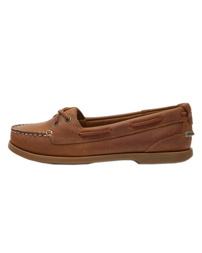 Walnut Coloured Chatham Lady Bali G2-Premium Nubuck Low-Front Boat Shoes on white background 