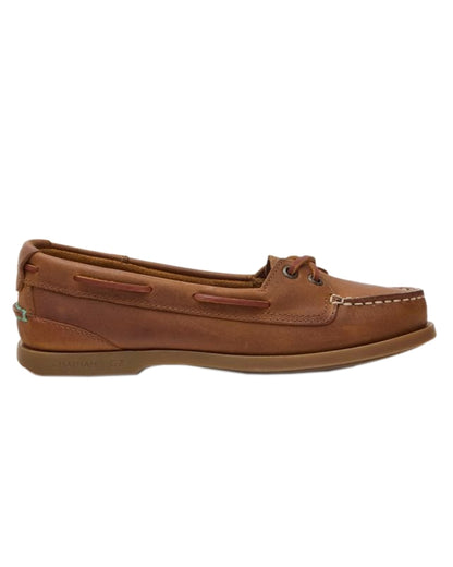 Walnut Coloured Chatham Lady Bali G2-Premium Nubuck Low-Front Boat Shoes on white background 