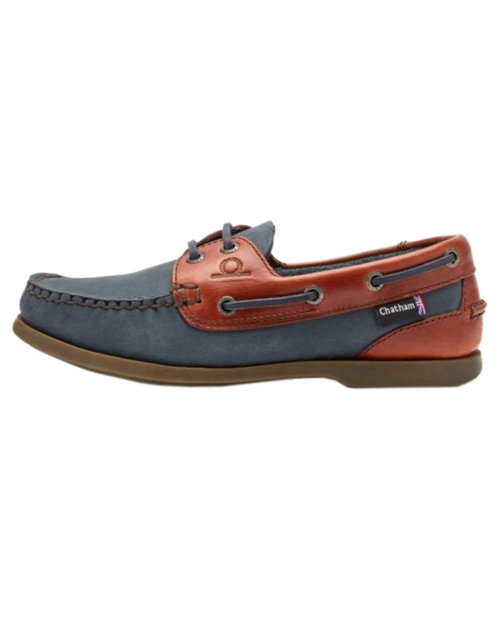 Navy Seahorse Coloured Chatham Mens Bermuda II G2-Leather Boat Shoes on white background 