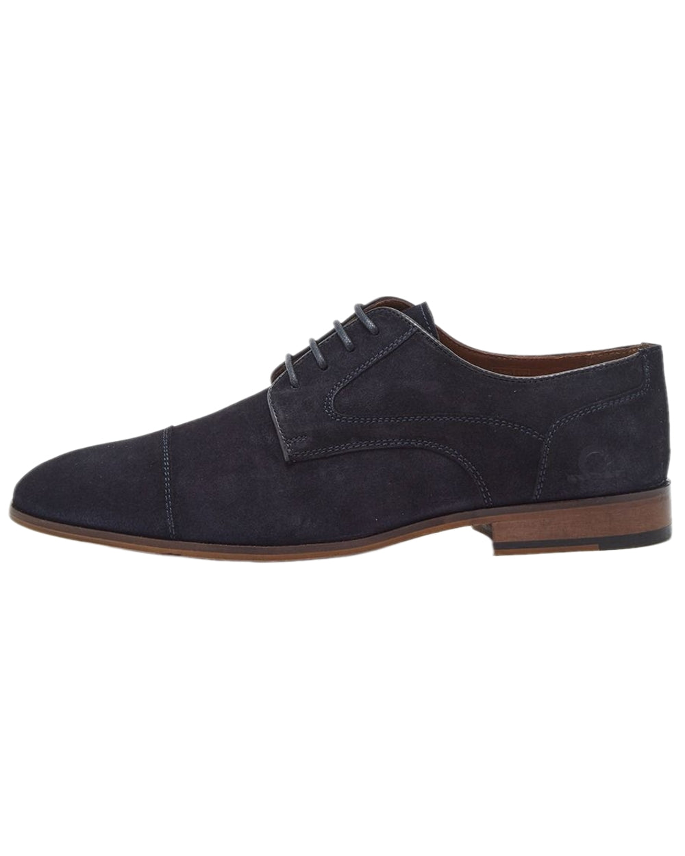 Navy Coloured Chatham Mens Bude Premium Suede Brogues Shoes on white background 