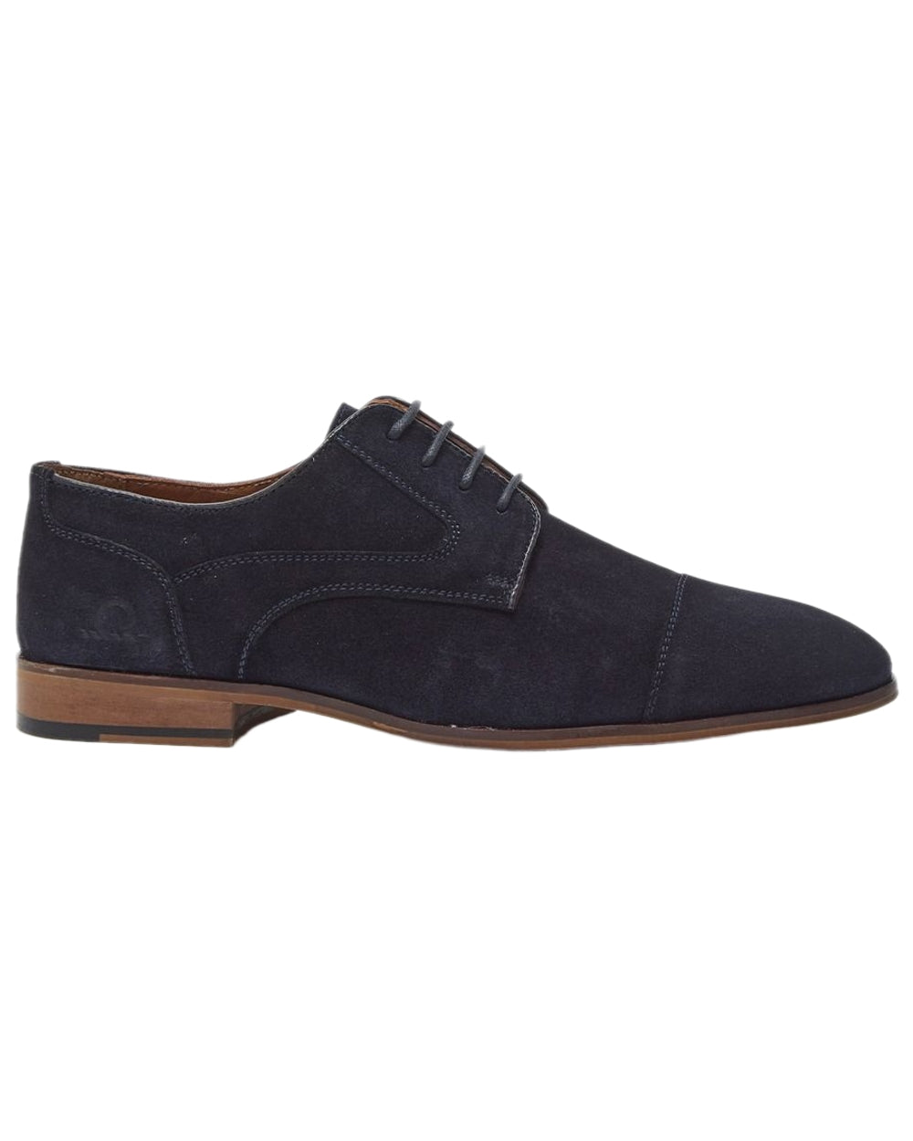 Navy Coloured Chatham Mens Bude Premium Suede Brogues Shoes on white background 