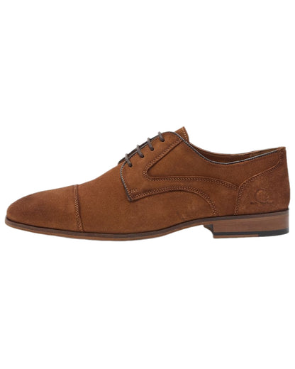 Tan Coloured Chatham Mens Bude Premium Suede Brogues Shoes on white background 
