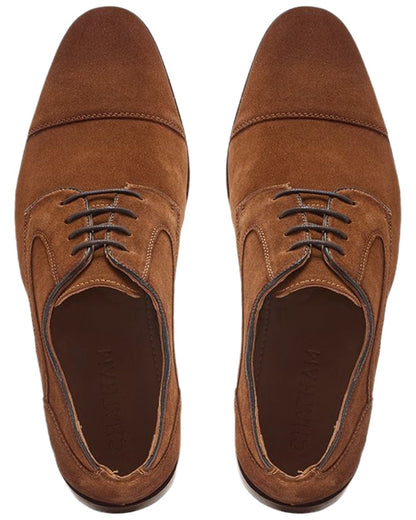 Tan Coloured Chatham Mens Bude Premium Suede Brogues Shoes on white background 