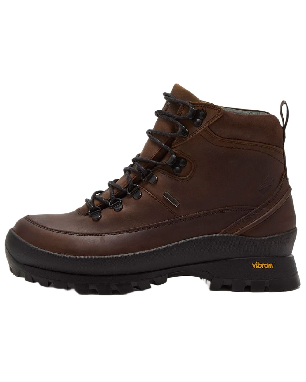 Dark Brown Coloured Chatham Mens Challacombe Premium Leather Waterproof Hiking Boots on white background 