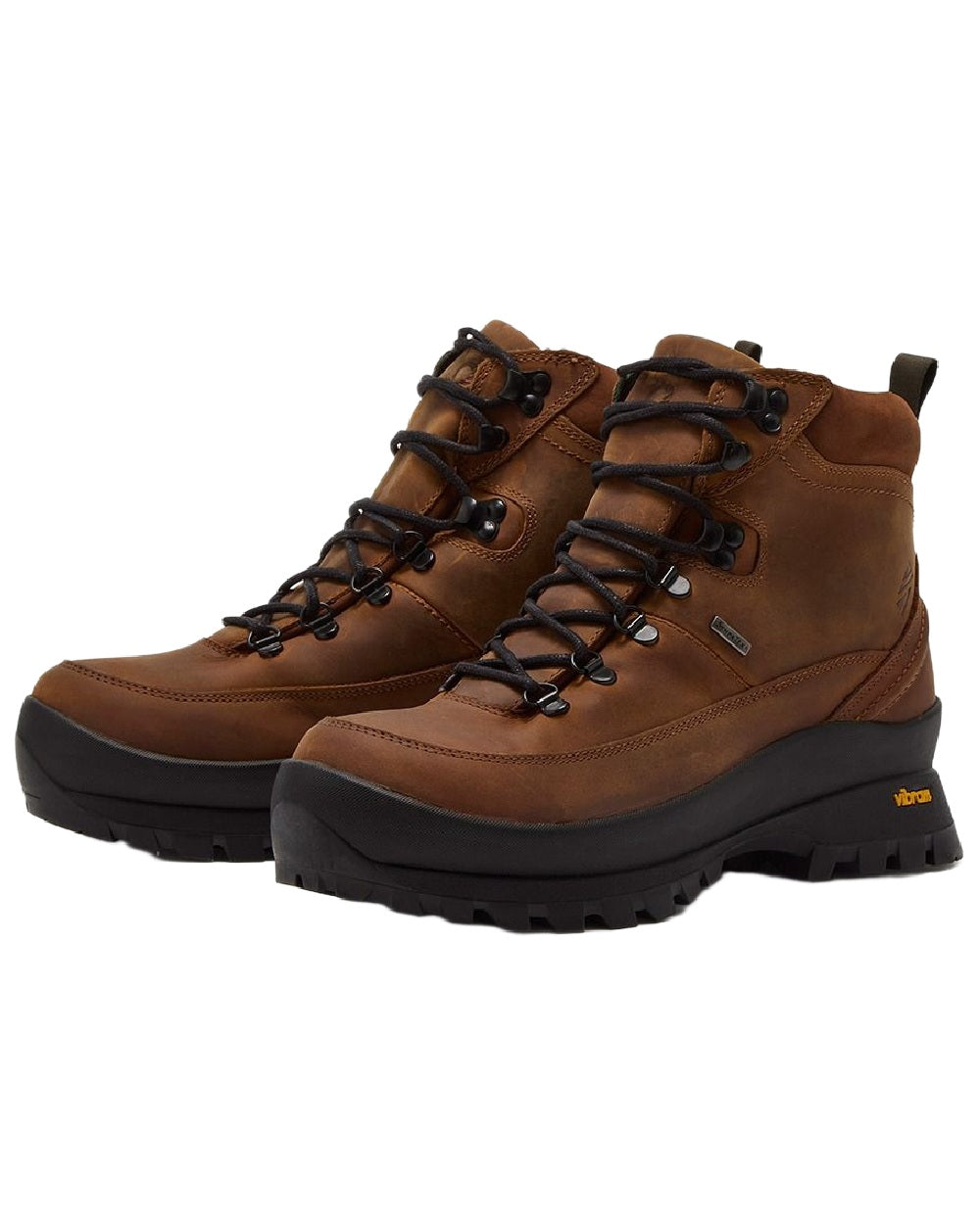 Tan Coloured Chatham Mens Challacombe Premium Leather Waterproof Hiking Boots on white background 