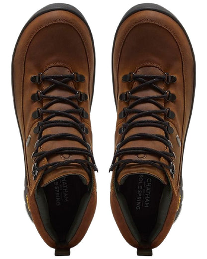 Tan Coloured Chatham Mens Challacombe Premium Leather Waterproof Hiking Boots on white background 