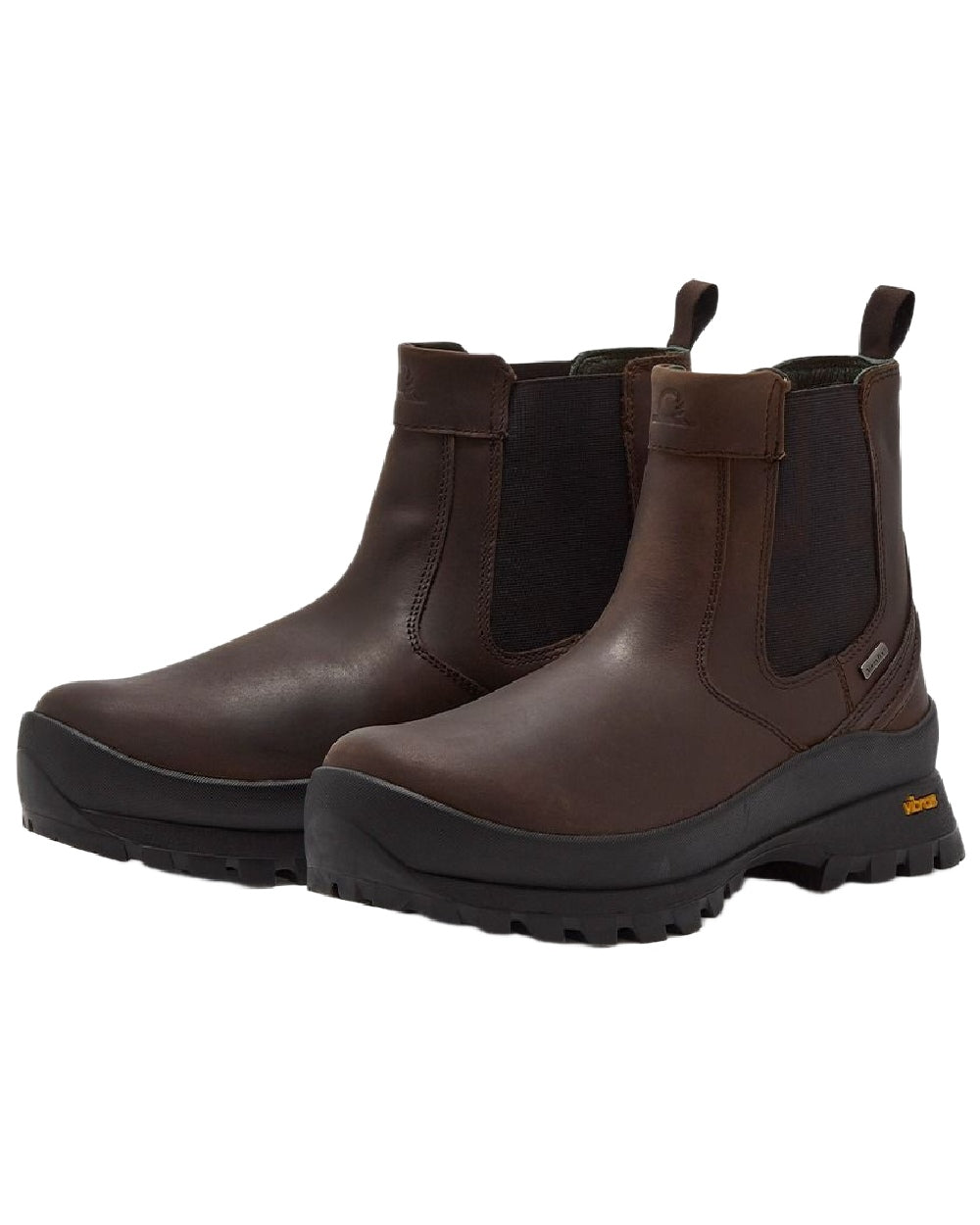 Dark Brown Coloured Chatham Mens Cockley Premium Leather Waterproof Chelsea Boots on white background 