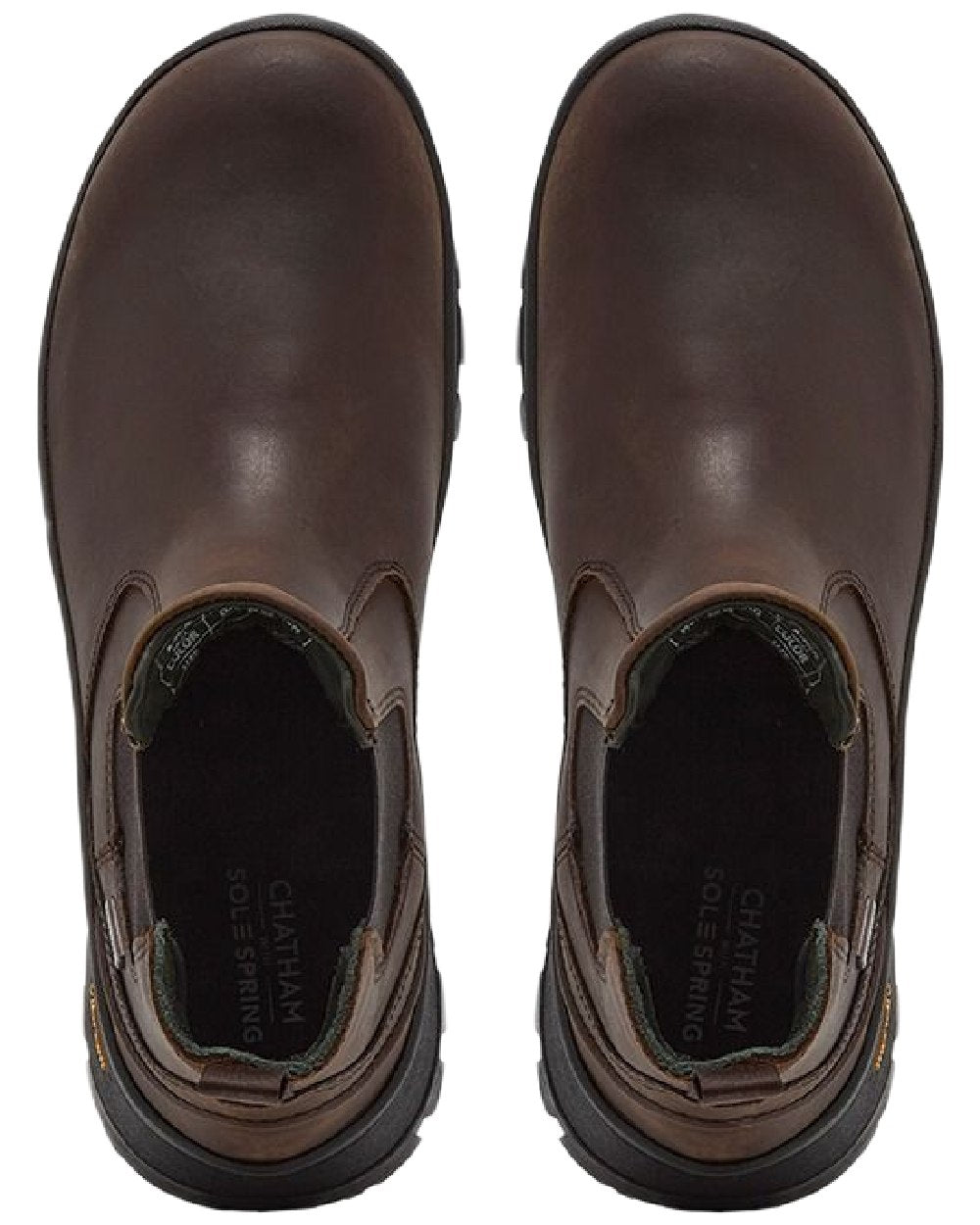 Dark Brown Coloured Chatham Mens Cockley Premium Leather Waterproof Chelsea Boots on white background 