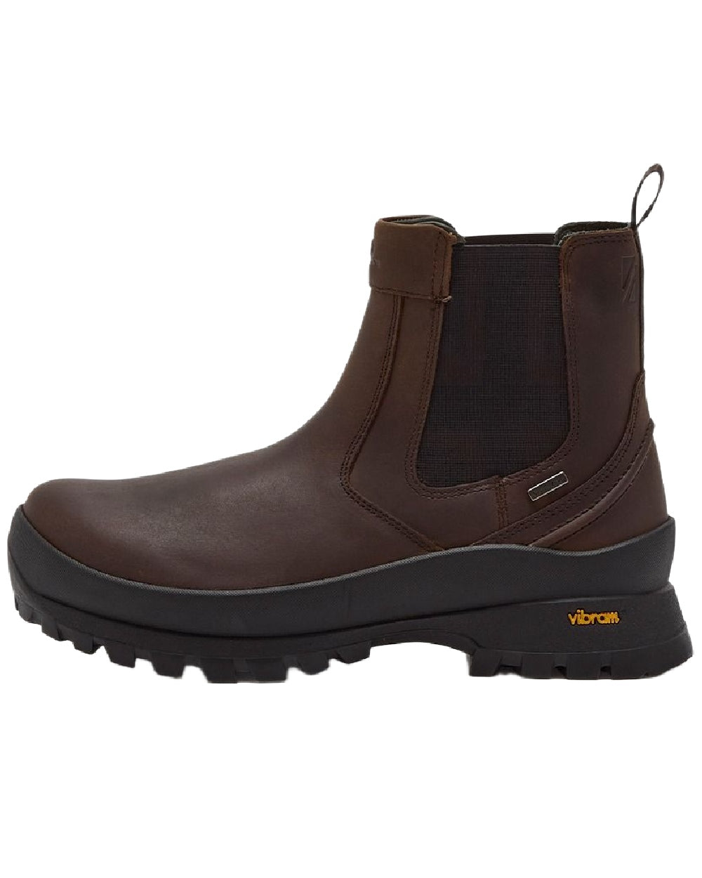Dark Brown Coloured Chatham Mens Cockley Premium Leather Waterproof Chelsea Boots on white background 