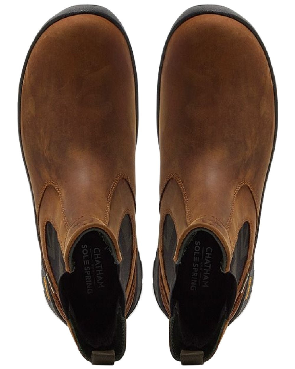 Tan Coloured Chatham Mens Cockley Premium Leather Waterproof Chelsea Boots on white background 