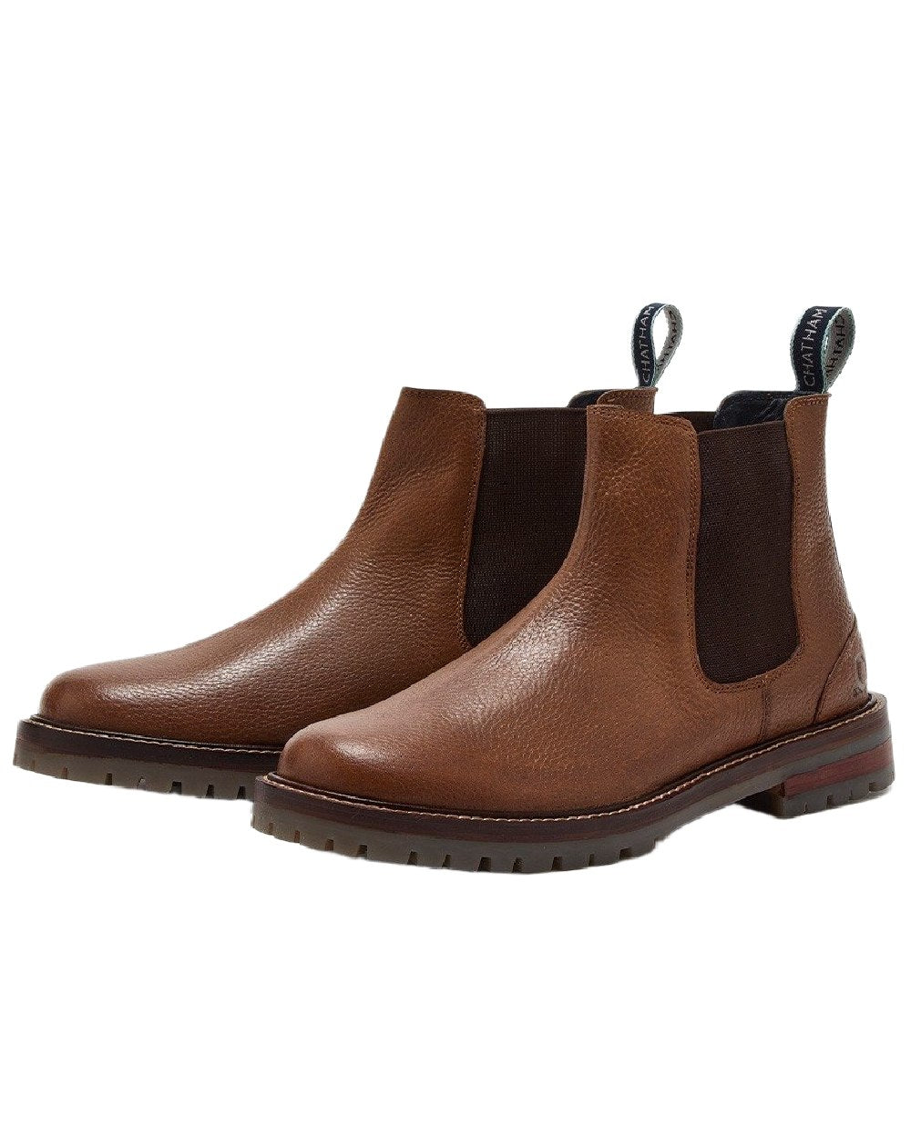 Tan Coloured Chatham Mens Findhorn Classic Leather Chelsea Boots on white background 