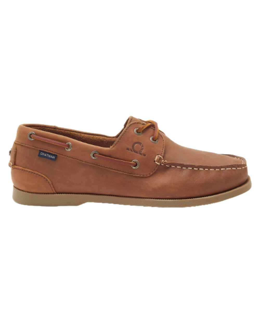 Dark Tan Coloured Chatham Mens Galley II Leather Boat Shoes on white background 