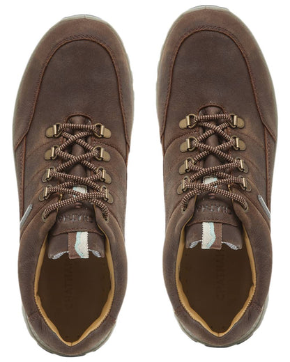 Dark Brown Coloured Chatham Mens Holgate Premium Waterproof Leather Hiking Shoes on white background 