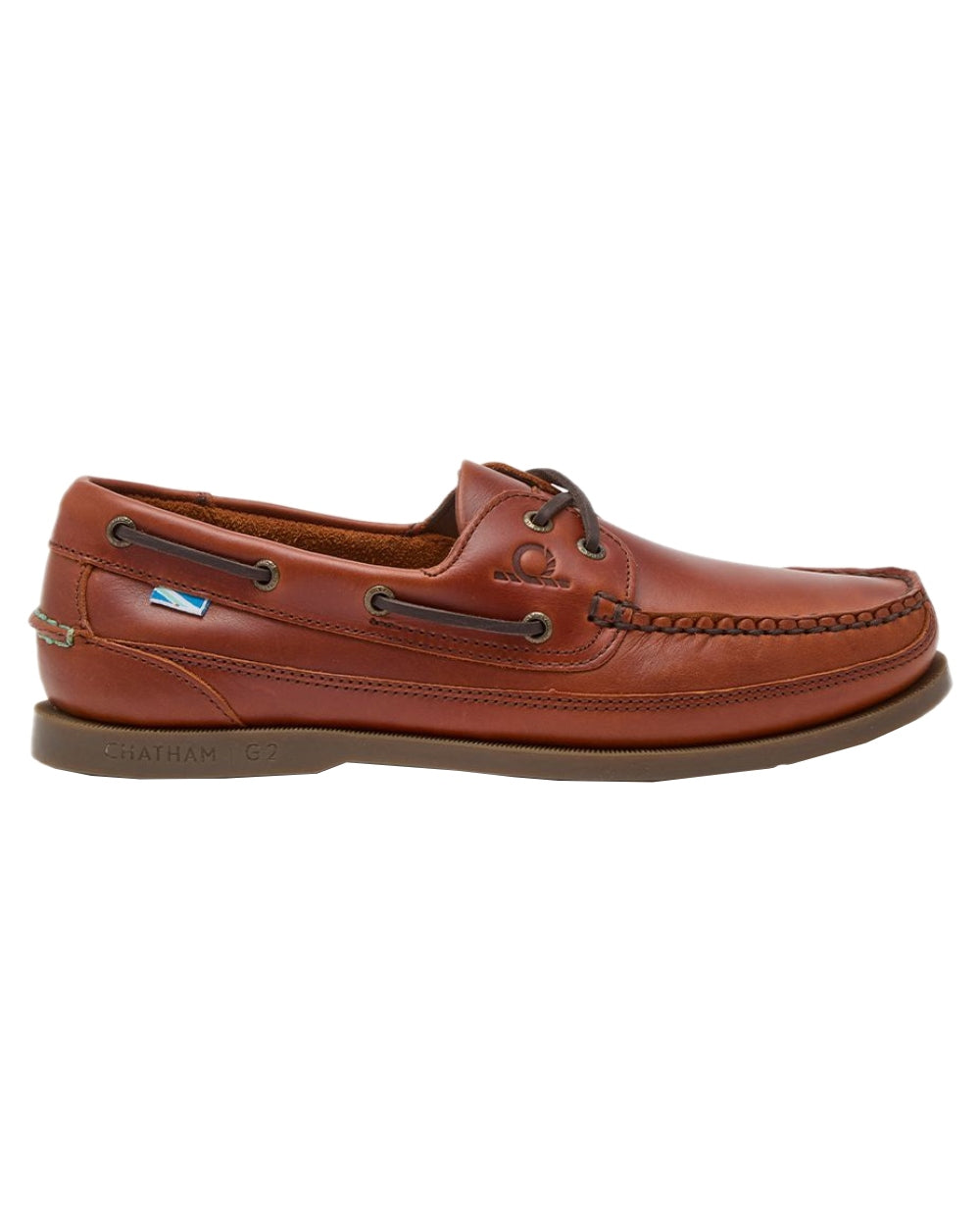 Chestnut Coloured Chatham Mens Kayak II G2-Leather Boat Shoes on white background 