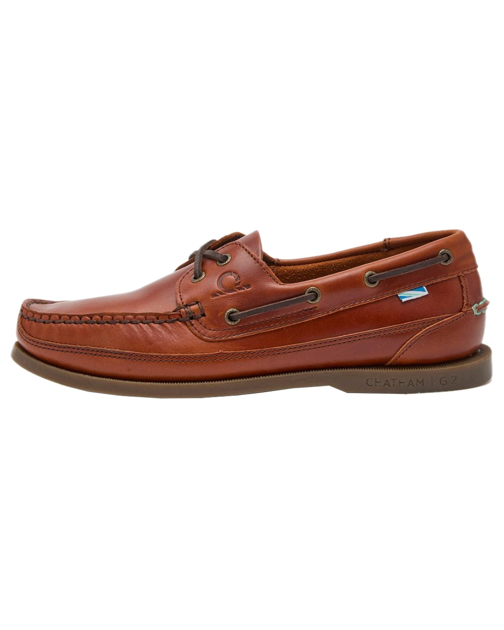 Chestnut Coloured Chatham Mens Kayak II G2-Leather Boat Shoes on white background 