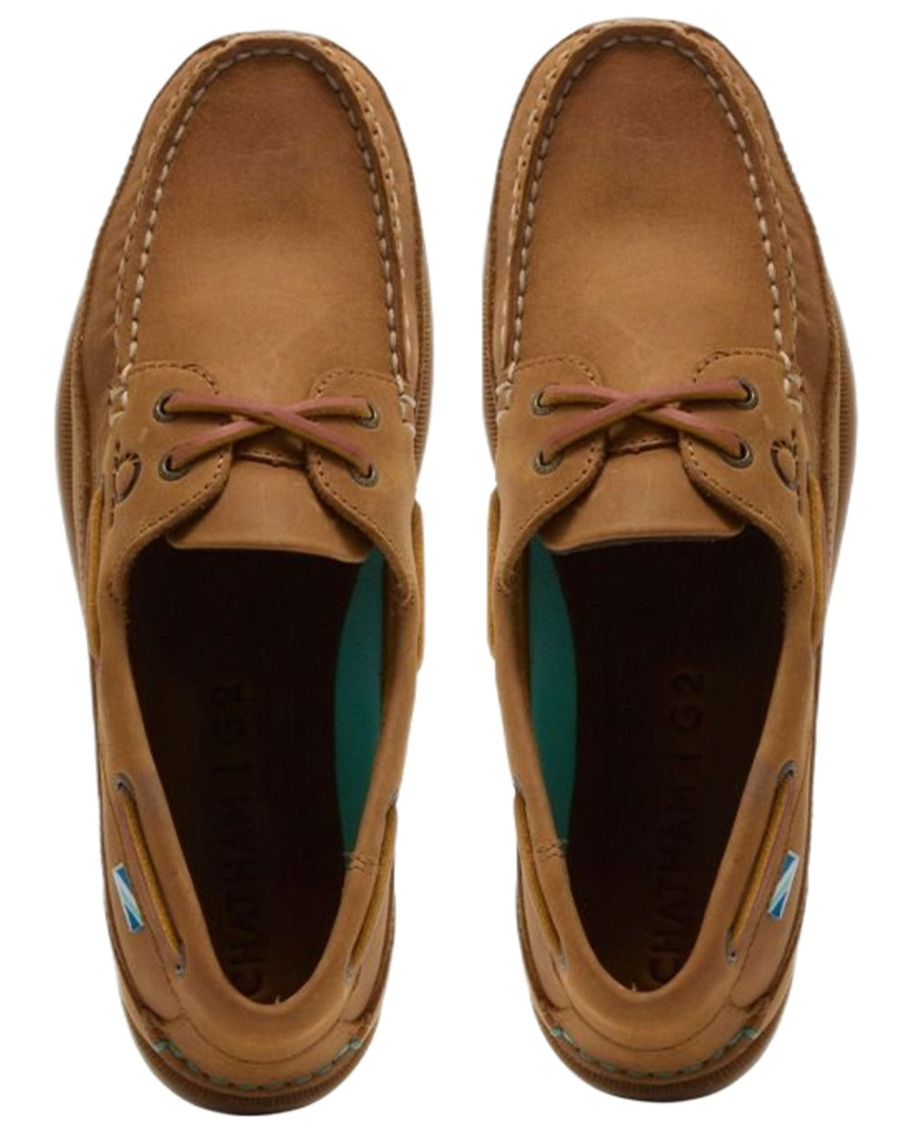 Walnut coloured Chatham Mens Kayak II G2 Leather Boat Shoes on white background 