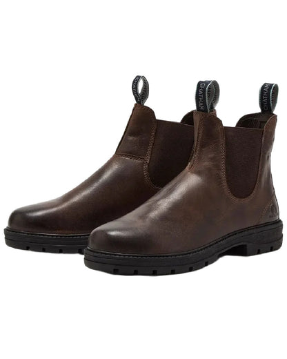 Brown Coloured Chatham Mens Kildale Outdoor Chelsea Boots on white background 