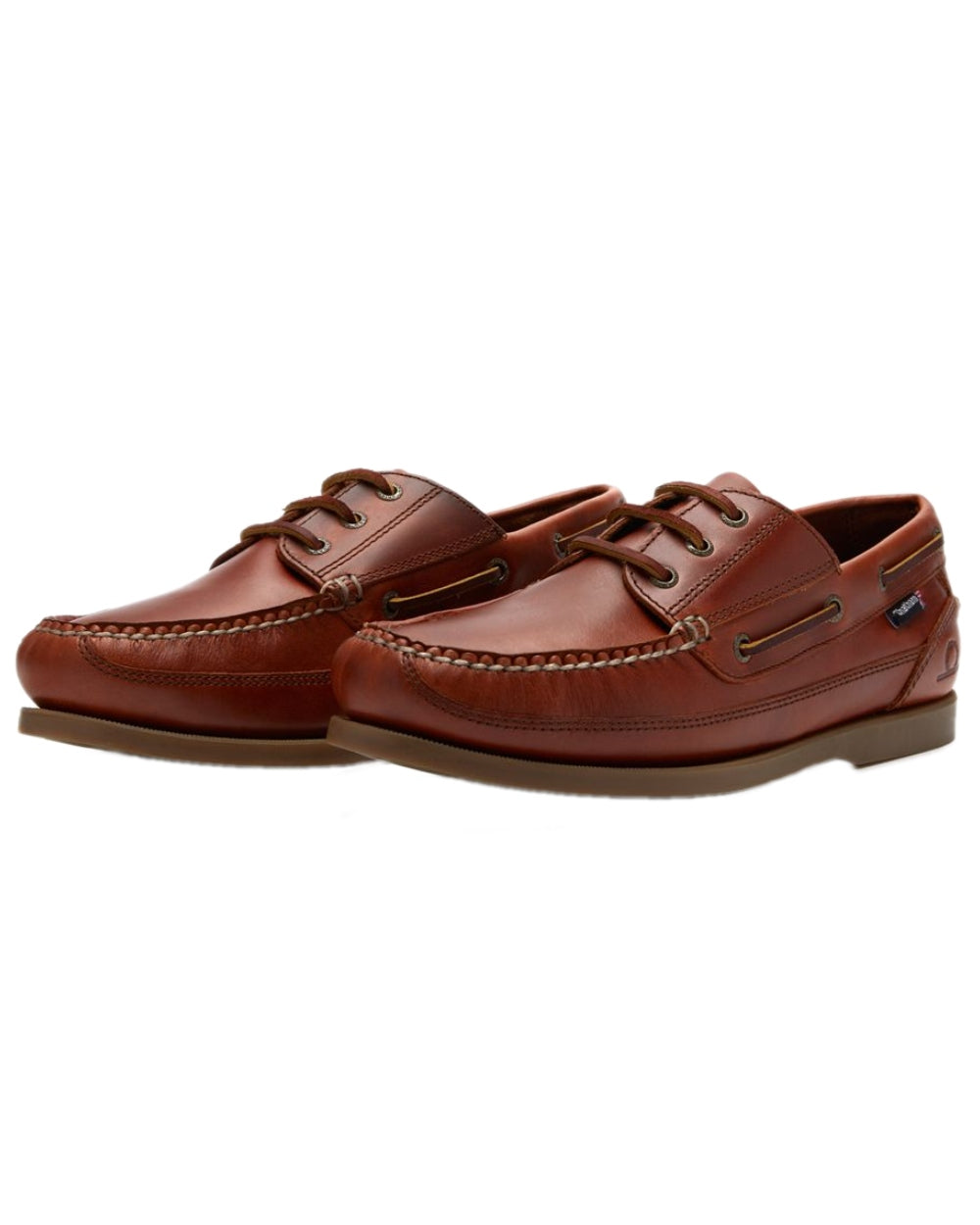 Chestnut Coloured Chatham Mens Rockwell II G2 Leather Wide Fit Boat Shoes on white background 