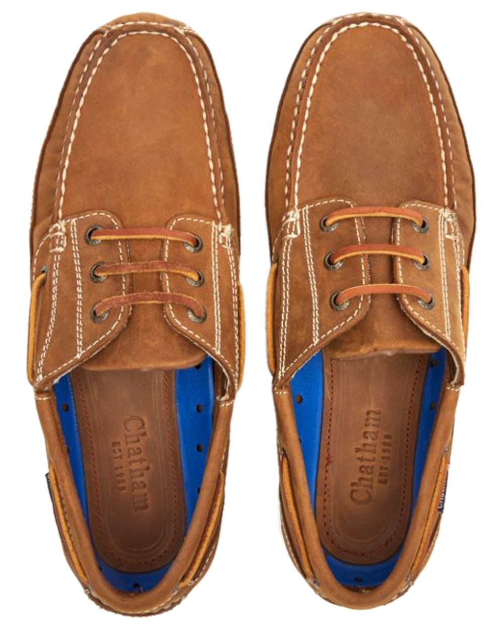 Walnut Coloured Chatham Mens Rockwell II G2 Leather Wide Fit Boat Shoes on white background 