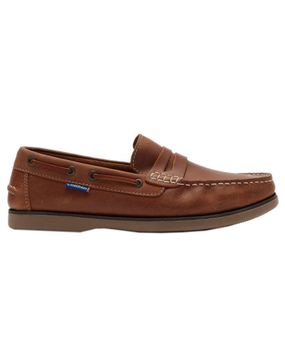 Tan Coloured Chatham Mens Shanklin-Premium Leather Loafers on white background 